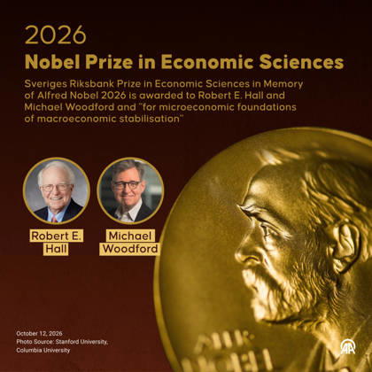 2026 Nobel Prize in Economic Sciences ANKARA, TURKIYE - OCTOBER 12: An infographic titled 2026 Nobel Prize in Economic Sciences created in Ankara, Turkiye on October 12, 2026. Sveriges Riksbank Prize in Economic Sciences in Memory of Alfred Nobel 2026 is awarded to Robert E. Hall and Michael Woodford and for microeconomic foundations of macroeconomic stabilisation. Elif Acar Anadolu Ankara Turkey. Editorial use only. Please get in touch for any other usage.  Copyright: x2026xAnadoluxElifxAcarx