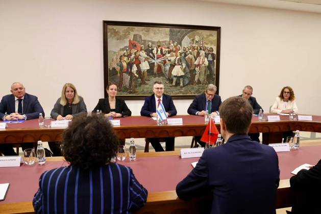 Ferit Hoxha - Gideon Sa ar meeting in Tirana TIRANA, ALBANIA - OCTOBER 12: (----EDITORIAL USE ONLY – MANDATORY CREDIT - ALBANIAN FOREIGN MINISTRY HANDOUT - NO MARKETING NO ADVERTISING CAMPAIGNS - DISTRIBUTED AS A SERVICE TO CLIENTS----) Albanian Minister for Europe and Foreign Affairs Ferit Hoxha meets with Israeli Foreign Minister Gideon Sa ar, in Tirana, Albania, on October 12, 2026. Albanian Foreign Ministry Handout Anadolu Tirana Albania. Editorial use only. Please get in touch for any other usage.  Copyright: x2026xAnadoluxAlbanianxForeignxMinistryx xHandoutx