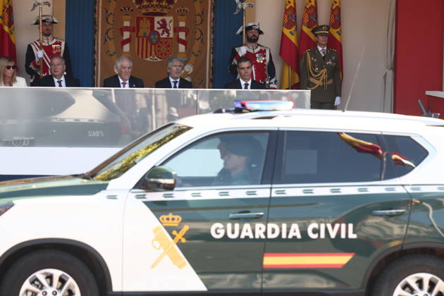 October 12 Parade for Hispanic Heritage Day Vehicles from the State Security Forces during the solemn ceremony honoring the national flag and the military parade on October 12, Hispanic Heritage Day, in Plaza de Cánovas del Castillo, on October 12, 2026, in Madrid, Spain. The events begin with the raising of the flag and are followed by a tribute to those who gave their lives for the country. Subsequently, the military air and ground parades begin. Approximately 4,400 members of the Armed Forces, the security forces, and various civilian public institutions are participating this year in the parade presided over by the King and Queen. The aerial parade featured 50 fighter, training, and transport aircraft, as well as around 30 helicopters. Copyright: xEduardoxParrax 7840692