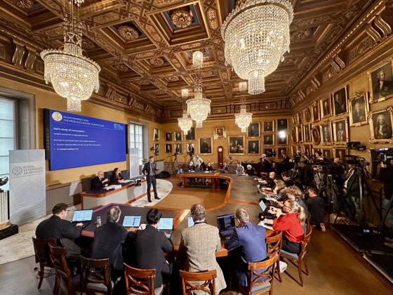 US economists Hall and Woodford win 2026 Nobel Prize for Economics STOCKHOLM, SWEDEN - OCTOBER 12: Officials announce the winners of the 2026 Nobel Prize in Economic Sciences during a press conference at the Royal Swedish Academy of Sciences in Stockholm, Sweden, on October 12, 2026. US economists Robert E. Hall and Michael Woodford are awarded the prize for their work on the microeconomic foundations of macroeconomic stabilisation . Atila Altuntas Anadolu Stockholm Sweden. Editorial use only. Please get in touch for any other usage.  Copyright: x2026xAnadoluxAtilaxAltuntasx