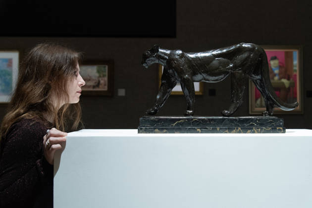 Bonhams 20th 21st Century Art Day Evening Sales Highlights Photocall - Bonhams, London, UK - 12 October, 2026 A staff member views Ka 4 by Rembrandt Bugatti (est. Â£220k - Â£320k) as part of Bonhams 20th 21st Century Art Day Evening Sales which is to go on auction from 15th - 16th October 2026 at Bonhams in London, England, UK on Monday 12 October, 2026., Credit:Justin Ng Avalon UK, England, London, Bonhams  Copyright: xJustinxNgx xAvalonx 1142586637