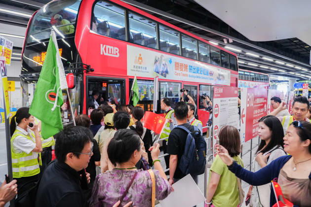 HONG KONG-DAILY HUANGGANG-PORT-OPENING Passengers board a bus at the Public Transport Interchange after arriving in Hong Kong through the redeveloped Huanggang Port on October 12, 2026, as new public transport arrangements come into operation. (Photo by Zulu Lo TMHK via Nexpher Images) Hong Kong
