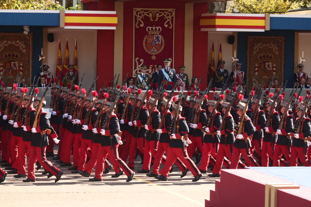 October 12 Parade for Hispanic Heritage Day Members of the State Security Forces during the solemn ceremony honoring the national flag and the military parade on October 12, Hispanic Heritage Day, in the Plaza de Cánovas del Castillo, on October 12, 2026, in Madrid, Spain. The events begin with the raising of the flag and are followed by a tribute to those who gave their lives for the country. Subsequently, the military air and ground parades begin. Approximately 4,400 members of the Armed Forces, the security forces, and various civilian public institutions are participating this year in the parade presided over by the King and Queen. The aerial parade featured 50 fighter, training, and transport aircraft, as well as around 30 helicopters Copyright: xEduardoxParrax 7840718