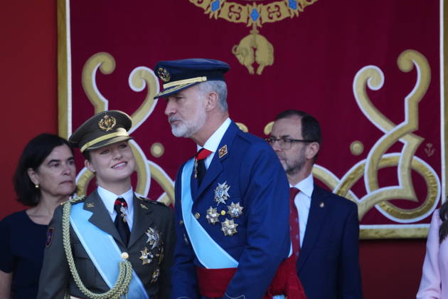 12-10-2026 Madrid Princess Leonor and King Felipe attend the tribute ceremony to the national flag and the military parade during the National Day, Dia de la Hispanidad, at Plaza de Canovas del Castillo in Madrid. No Spain Â  Copyright: xPPEx