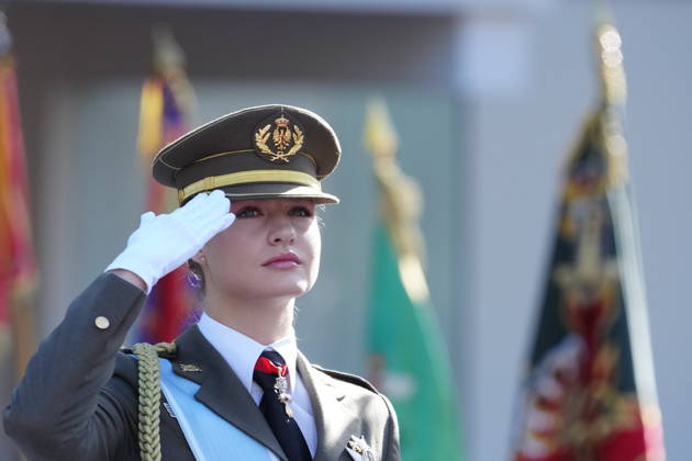 12-10-2026 Madrid Princess Leonor and Princess Sofia and Queen Letizia and King Felipe attend the tribute ceremony to the national flag and the military parade during the National Day, Dia de la Hispanidad, at Plaza de Canovas del Castillo in Madrid. No Spain Â  Copyright: xPPEx
