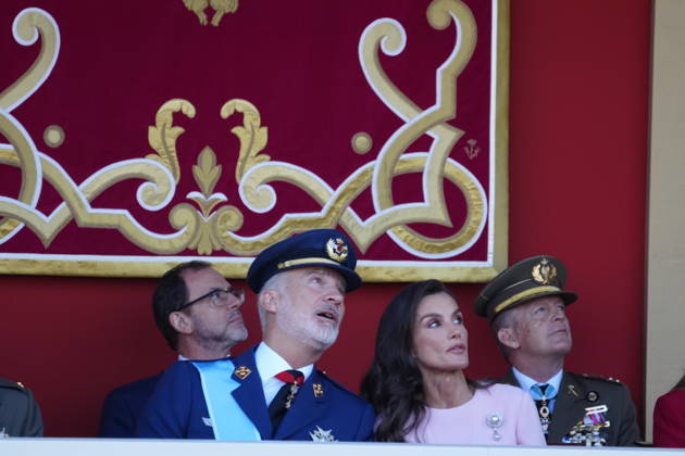 12-10-2026 Madrid Princess Leonor and Princess Sofia and Queen Letizia and King Felipe attend the tribute ceremony to the national flag and the military parade during the National Day, Dia de la Hispanidad, at Plaza de Canovas del Castillo in Madrid. No Spain Â  Copyright: xPPEx