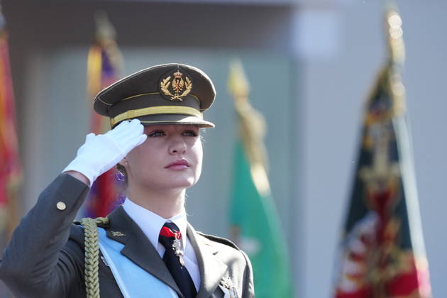12-10-2026 Madrid Princess Leonor and Princess Sofia and Queen Letizia and King Felipe attend the tribute ceremony to the national flag and the military parade during the National Day, Dia de la Hispanidad, at Plaza de Canovas del Castillo in Madrid. No Spain Â  Copyright: xPPEx