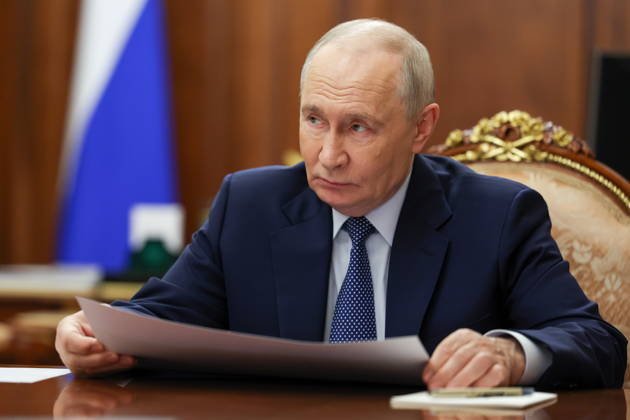 RUSSIA, MOSCOW - OCTOBER 12, 2026: Russia s President Vladimir Putin is pictured during a meeting with Alexei Repik, Delovaya Rossiya Business Russia Chairman, in the Kremlin. Mikhail Metzel Russian Presidential Press and Information Office TASS  99175827