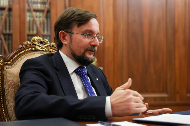 RUSSIA, MOSCOW - OCTOBER 12, 2026: Alexei Repik, Delovaya Rossiya Business Russia Chairman, is pictured during a meeting with Russia s President Vladimir Putin in the Kremlin. Mikhail Metzel Russian Presidential Press and Information Office TASS  99175814