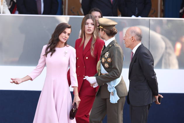October 12 Parade for Hispanic Heritage Day: Queen Letizia, Princess Leonor, and Infanta Sofía during the solemn ceremony honoring the national flag and the military parade on October 12, Hispanic Heritage Day, at the Plaza de Cánovas del Castillo, on October 12, 2026, in Madrid, Spain. The events begin with the raising of the flag and are followed by a tribute to those who gave their lives for the country. Subsequently, the military air and ground parades begin. Approximately 4,400 members of the Armed Forces, the security forces, and various civilian public institutions are participating this year in the parade presided over by the King and Queen. The aerial parade featured 50 fighter, training, and transport aircraft, as well as around Copyright: xEduardoxParrax 7840786