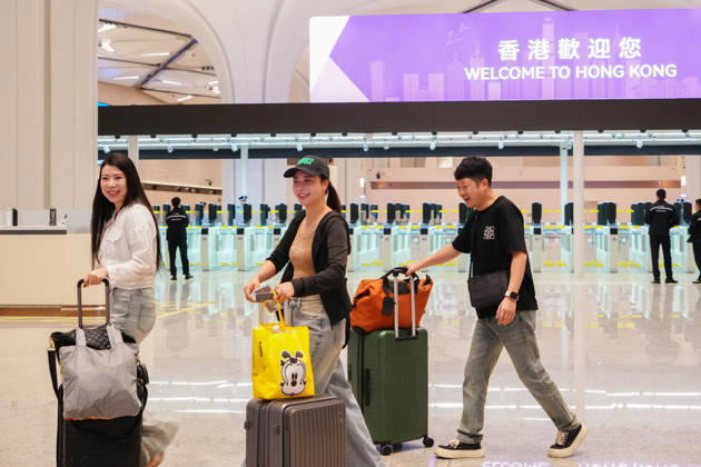 HONG KONG-DAILY HUANGGANG-PORT-OPENING Passengers arrive in Hong Kong through the redeveloped Huanggang Port on October 12, 2026, the first day of operations under the new collaborative inspection and joint clearance system. (Photo by Zulu Lo TMHK via Nexpher Images) Hong Kong