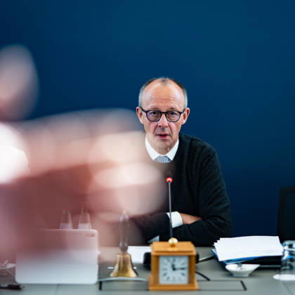 Bundeskanzler Friedrich Merz zu Beginn der Bundesvorstandssitzung im Rahmen der Präsidiumsklausur;Präsidiumsklausurtagung der CDU Deutschlands in Berlin, Oktober 2026, Berlin Berlin Deutschland Konrad-Adenauer-Haus