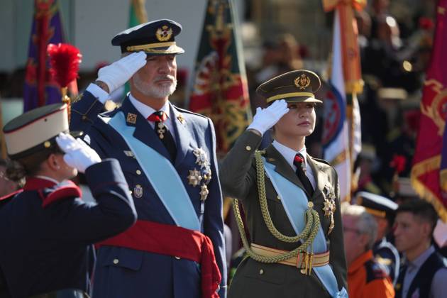 Spanish King Felipe VI and Queen Letizia with Princess Leonor de Borbon and Princess Sofia de Borbon attending a military parade during the known as Dia de la Hispanidad, Spain s National Day, in Madrid, on Monday 12, October 2026 Cordon Press 