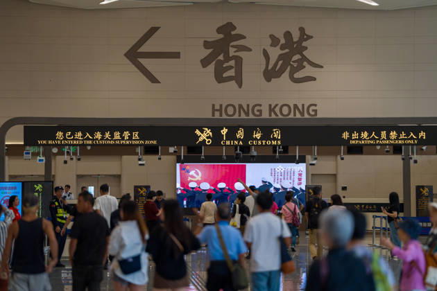 Huanggang Port Opens The path to the Hong Kong side border control inside Huanggang Port on October 12, 2026 in Shenzhen, China. (Photo by STR Nexpher Images) SHENZHEN