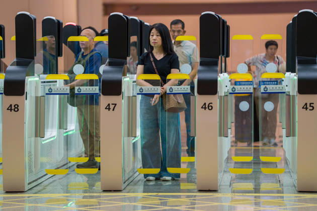 Huanggang Port Opens The path to the Hong Kong side border control inside Huanggang Port on October 12, 2026 in Shenzhen, China. (Photo by STR Nexpher Images) SHENZHEN