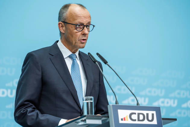 Pressekonferenz mit dem Vorsitzenden der CDU Deutschlands, Bundeskanzler Friedrich Merz und der Generalsekretärin der CDU Deutschlands Franziska Hoppermann Pressekonferenz mit dem Vorsitzenden der CDU Deutschlands, Bundeskanzler Friedrich Merz und der Generalsekretärin der CDU Deutschlands Franziska Hoppermann am 12.10.2026 in Berlin. Berlin Berlin Deutschland CDU-Bundesgeschäftsstelle (Konrad-Adenauer-Haus)
