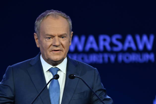 Warsaw Security Forum 2026 kicks off in Poland WARSAW, POLAND - OCTOBER 12: Prime Minister of Poland Donald Tusk delivers his opening address to delegates during the first day of the Warsaw Security Forum 2026 (WSF2026) on the Warsaw Stage in Warsaw, Poland, on October 12, 2026. The high-level international defense conference gathers regional leaders, NATO officials, and military commanders to discuss transatlantic cooperation and European defense infrastructure. Artur Widak Anadolu Warsaw Poland. Editorial use only. Please get in touch for any other usage.  Copyright: x2026xAnadoluxArturxWidakx