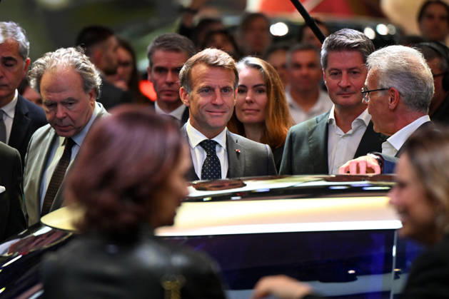French President Emmanuel Macron, accompanied by Luc Chatel and Roland Lescure, Minister of the Economy, Finance, and Industrial, Energy, and Digital Sovereignty, attends the 2026 Paris Motor Show at Paris Expo · Porte de Versailles in Paris, France, on October 12, 2026. Lionel Urman Bestimage French President Emmanuel Macron at the international Paris Motor Show at the Porte de Versailles in Paris, France, on October 12, 2026. Paris, France Copyright: xLIONELxURMANxx xBESTIMAGExLIONELxURMANxx xBESTIMAGEx