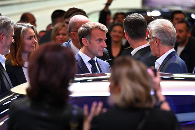 French President Emmanuel Macron, accompanied by Luc Chatel and Roland Lescure, Minister of the Economy, Finance, and Industrial, Energy, and Digital Sovereignty, attends the 2026 Paris Motor Show at Paris Expo · Porte de Versailles in Paris, France, on October 12, 2026. Lionel Urman Bestimage French President Emmanuel Macron at the international Paris Motor Show at the Porte de Versailles in Paris, France, on October 12, 2026. Paris, France Copyright: xLIONELxURMANxx xBESTIMAGExLIONELxURMANxx xBESTIMAGEx