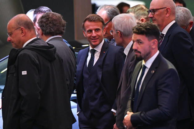 French President Emmanuel Macron, accompanied by Luc Chatel and Roland Lescure, Minister of the Economy, Finance, and Industrial, Energy, and Digital Sovereignty, attends the 2026 Paris Motor Show at Paris Expo · Porte de Versailles in Paris, France, on October 12, 2026. Lionel Urman Bestimage French President Emmanuel Macron at the international Paris Motor Show at the Porte de Versailles in Paris, France, on October 12, 2026. Paris, France Copyright: xLIONELxURMANxx xBESTIMAGExLIONELxURMANxx xBESTIMAGEx