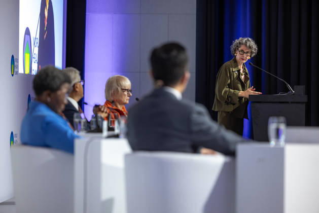 World Health Summit 2026 Weltgesundheitsgipfel 2. Tag Deutschland, Berlin am 12. Oktober 2026: Veröffentlichung des Abschlussberichts (Capstone Insights Report) des Global Preparedness Monitoring Board (GPMB). Launch of the GPMB Capstone Insights Report Getting Ahead of Pandemic Risk: Insights from Eight Years of Global Monitoring. Im Bild: Dr. Anne-Claire Amprou französische Botschafterin für globale Gesundheit und seit Dezember 2025 Vorsitzende des Verwaltungsrats von Unitaid. Ministry for Europe and Foreign Affairs French Ambassador for Global Health France.