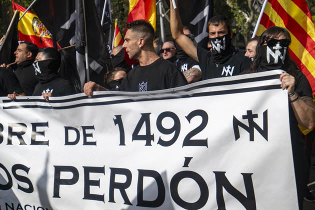Demonstration in Barcelona under the slogan Catalonia with Ceuta: One Spain —Several people during a demonstration under the slogan Catalonia with Ceuta: One Spain, on October 12, 2026, in Barcelona, Catalonia, Spain. The rally marking October 12, organized by Unidos por Ceuta, Espanya i Catalans, Catalunya Suma, S’ha Acabat, and Impulso Ciudadano, aims to celebrate the National Day and reaffirm the unity of Spain and the ties between Catalonia and Ceuta. OCTOBER 12, 2026 Lorena Sopê Barcelona, Catalonia Barcelona, Catalonia, Spain  Copyright: xLorenaxSopÃªnax 7841090