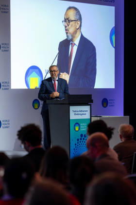 World Health Summit 2026 Weltgesundheitsgipfel 2. Tag Deutschland, Berlin am 12. Oktober 2026: Veröffentlichung des Abschlussberichts (Capstone Insights Report) des Global Preparedness Monitoring Board (GPMB). Launch of the GPMB Capstone Insights Report Getting Ahead of Pandemic Risk: Insights from Eight Years of Global Monitoring. Im Bild: Dr. Tedros Adhanom Ghebreyesus Generaldirektor der Weltgesundheitsorganisation (WHO). World Health Organization (WHO) Director-General.