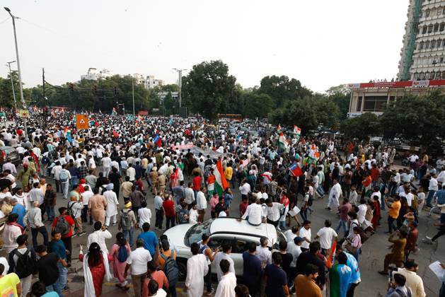 October 12, 2026, New Delhi, India: NEW DELHI, INDIA, OCTOBER 12, 2026: Congress leader Rahul Gandhi takes part in a protest march from Barakhamba Road towards the Supreme Court in New Delhi, demanding the resignation of India s Chief Election Commissioner Gyanesh Kumar over alleged irregularities in the Special Intensive Revision (SIR) of electoral rolls. The Election Commission denies wrongdoing. New Delhi India - ZUMAq101 20261012_zna_q101_045 Copyright: xVishalxKapoorx