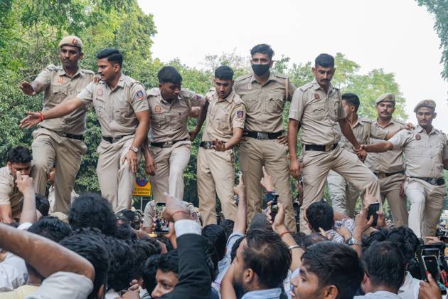 October 12, 2026, New Delhi, India: NEW DELHI, INDIA, OCTOBER 12, 2026: Congress leader Rahul Gandhi and INDIA bloc leaders march towards the Supreme Court in New Delhi, demanding the resignation of Chief Election Commissioner Gyanesh Kumar over alleged irregularities in the Special Intensive Revision (SIR) of electoral rolls. The march takes place amid heavy security deployment and barricades in central Delhi. The Election Commission denies wrongdoing. New Delhi India - ZUMAq101 20261012_zna_q101_108 Copyright: xYannixRawatx