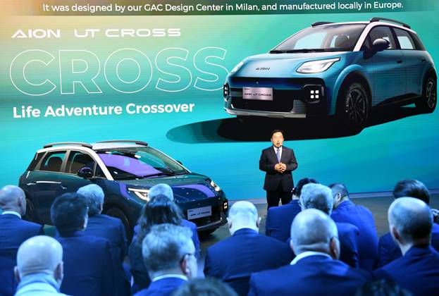 PARIS, FRANCE - OCTOBER 12: GAC Group holds a press conference to introduce the AION UT Cross new energy vehicle during the 2026 Paris Motor Show on October 12, 2026 in Paris, France. The Paris Motor Show, one of the world s largest auto exhibitions, opened its doors to showcase the latest innovations from global automakers.  Copyright: xChinaxNewsxServicex 111673824602