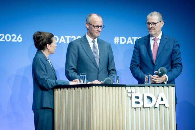 Deutschen Arbeitgebertag, bcc, Berlin Congress Center Deutschen Arbeitgebertag, bcc, Berlin Congress Center, Rainer Dulger, Arbeitgeberpräsident Friedrich Merz, Bundeskanzler Dagmar Rosenfeld Berlin Berlin GER