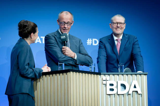Deutschen Arbeitgebertag, bcc, Berlin Congress Center Deutschen Arbeitgebertag, bcc, Berlin Congress Center, Rainer Dulger, Arbeitgeberpräsident Friedrich Merz, Bundeskanzler Dagmar Rosenfeld Berlin Berlin GER