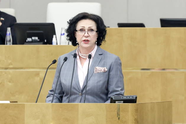 RUSSIA, MOSCOW - OCTOBER 13, 2026: Russian Accounts Chamber Deputy Chairwoman Galina Izorova addresses a plenary meeting of the Russian State Duma. Russian State Duma Press Office TASS  99239288