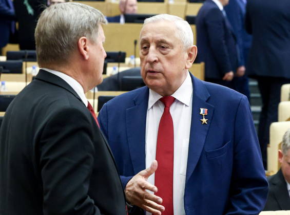 RUSSIA, MOSCOW - OCTOBER 13, 2026: Nikolai Kharitonov (R), Chairman of the Russian State Duma s Committee on Development of Far East and Arctic, attends a plenary meeting of the Russian State Duma. Russian State Duma Press Office TASS  99239201