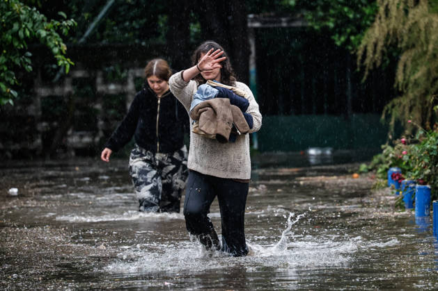 Santiago, October 13, 2026: Flooding at the intersection of Irarrazaval and Lo Encalada in the municipality of Nunoa due to heavy rains in the capital. Diego Martin Aton Chile, Aton 1199655 jpeg  Copyright: DIEGOxMARTIN ATONxCHILE