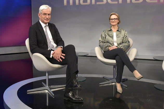 Mathias Middelberg und Franziska Brantner in der ARD-Talkshow maischberger im Studio Berlin Adlershof. Berlin, 13.10.2026