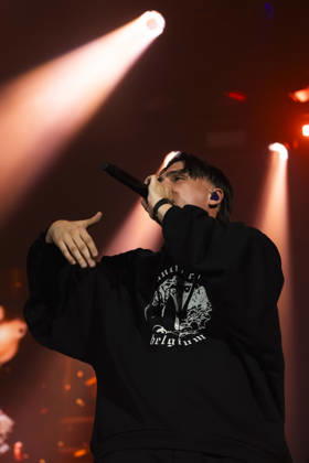 October 13, 2026, Naples, Naples, Italy: Italian rapper Francesco Stasi aka Kid Yugi perform live during Anche gli Eroi muoiono live tour in Palapartenope in Naples, Italy on October 13, 2026. Naples Italy - ZUMAl175 20261013_zip_l175_015 Copyright: xFrancescoxLucianox
