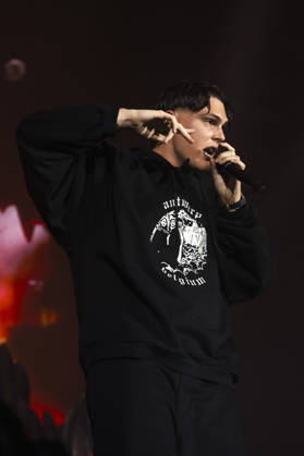 October 13, 2026, Naples, Naples, Italy: Italian rapper Francesco Stasi aka Kid Yugi perform live during Anche gli Eroi muoiono live tour in Palapartenope in Naples, Italy on October 13, 2026. Naples Italy - ZUMAl175 20261013_zip_l175_019 Copyright: xFrancescoxLucianox