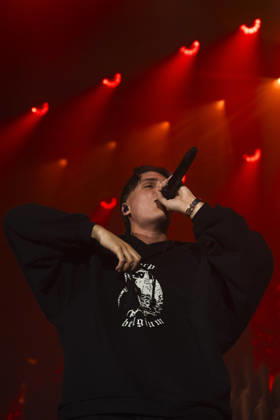 October 13, 2026, Naples, Naples, Italy: Italian rapper Francesco Stasi aka Kid Yugi perform live during Anche gli Eroi muoiono live tour in Palapartenope in Naples, Italy on October 13, 2026. Naples Italy - ZUMAl175 20261013_zip_l175_023 Copyright: xFrancescoxLucianox