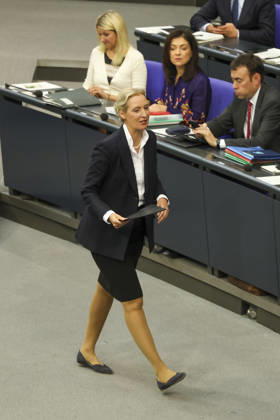 Alice Weidel bei der Sitzung im Deutschen Bundestag am 14.10.2026 in Berlin Bundeskanzler Merz bei Regierungserklärung m Deutschen Bundestag