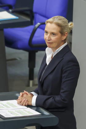 Alice Weidel bei der Sitzung im Deutschen Bundestag am 14.10.2026 in Berlin Bundeskanzler Merz bei Regierungserklärung m Deutschen Bundestag