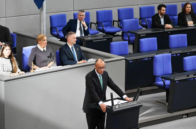German Chancellor Friedrich Merz delivers government statement in Berlin ahead of EU Summit BERLIN, GERMANY – OCTOBER 14: German Chancellor Friedrich Merz delivers a government statement ahead of the upcoming meeting of the European Council in the Bundestag in Berlin, Germany, on October 14, 2026. Volodymyr Sindieiev Anadolu Berlin Germany. Editorial use only. Please get in touch for any other usage.  Copyright: x2026xAnadoluxVolodymyrxSindieievx