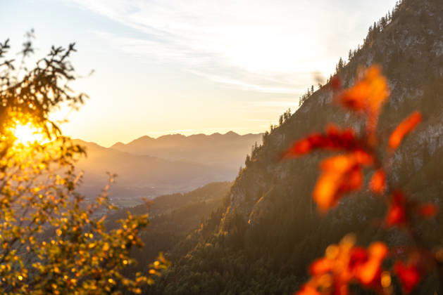 Herbstabend im Allgäu Abendstimmung bei Oberjoch im Allgäu., Bad Hindelang Bayern Deutschland