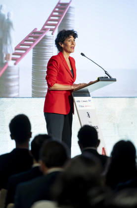 Elma Saiz Opens the 2026 Pensions Forum Elma Saiz, Minister of Inclusion, Social Security, and Migration and government spokesperson, speaks during the opening of the 2026 Pensions Forum, at the COAM headquarters on October 15, 2026, in Madrid, Spain. The forum was organized by APD, BBVA Seguros, Ibercaja, Marsh, Santander Seguros, and VidaCaixa. October 15, 2026, Madrid, Spain  Copyright: xAlbertoxOrtegax 7846810