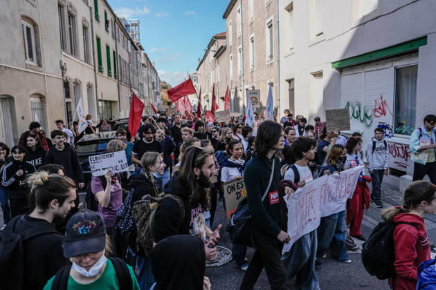 Student protests continue in Nancy NANCY, FRANCE - OCTOBER 15: Students march through the city center during a public demonstration in Nancy, France, on October 15, 2026. Students took to the streets to voice their demands regarding education and youth policies as part of ongoing mobilizations. Muhammed Said Tako Anadolu Nancy France. Editorial use only. Please get in touch for any other usage.  Copyright: x2026xAnadoluxMuhammedxSaidxTakox