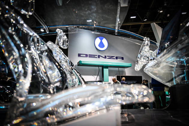 Paris Motor Show 2026 Denza Automobile logo at the International Motor Show 2026 in Paris Porte de Versailles on October 15,2026. Photo by Tomas Stevens ABACAPRESS.COM Paris France  Copyright: xStevensxTomas ABACAx