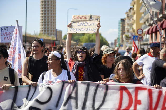 March for a climate strike in Naples NAPLES, ITALY - OCTOBER 16: People march for a climate strike to protest against governmental inaction towards global warming and climate change, part of demonstrations being held worldwide in a movement dubbed Fridays for Future inspired by the Swedish climate activist Greta Thunberg and to call for the regeneration of the Bagnoli neighbourhood, which will host the America’s Cup next year in Naples, on October 16, 2026. Eliano Imperato Anadolu Naples Italy. Editorial use only. Please get in touch for any other usage.  Copyright: x2026xAnadoluxElianoxImperatox