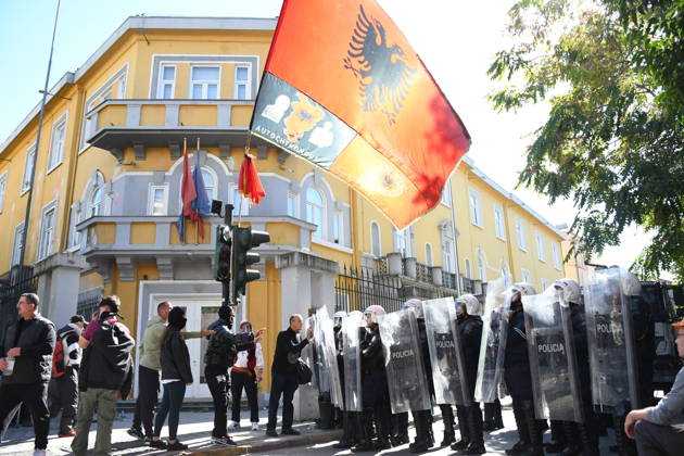 Demonstrations organized by students demanding improvements to their educational conditions continue in Albania TIRANA, ALBANIA - OCTOBER 16: Police take security measures as students gather during demonstrations outside government offices and the Ministry of Education in Tirana, Albania on October 16, 2026. University students, joined by high school youth and civic groups, continue their protests demanding lower tuition fees, improved university infrastructure, living subsidies, and quality public education reforms. Olsi Shehu Anadolu Tirana Albania. Editorial use only. Please get in touch for any other usage.  Copyright: x2026xAnadoluxOlsixShehux