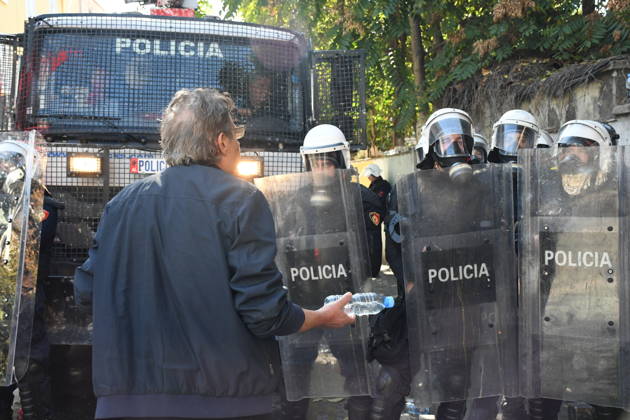 Demonstrations organized by students demanding improvements to their educational conditions continue in Albania TIRANA, ALBANIA - OCTOBER 16: Police take security measures as students gather during demonstrations outside government offices and the Ministry of Education in Tirana, Albania on October 16, 2026. University students, joined by high school youth and civic groups, continue their protests demanding lower tuition fees, improved university infrastructure, living subsidies, and quality public education reforms. Olsi Shehu Anadolu Tirana Albania. Editorial use only. Please get in touch for any other usage.  Copyright: x2026xAnadoluxOlsixShehux