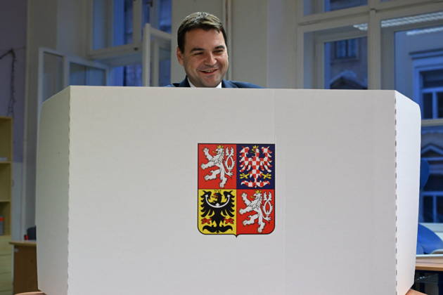 Czech Foreign Minister Petr Macinka (Motorists) casts his vote in the second round of the Senate elections in Prague, Czech Republic on October 16, 2026. (CTKxPhoto KaterinaxSulova) CTKPhotoP2026101607104  CTKPhotoP2026101607104